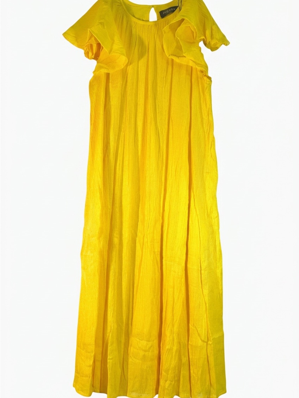 Piombo Yellow Ruffle Sleeve Maxi Dress